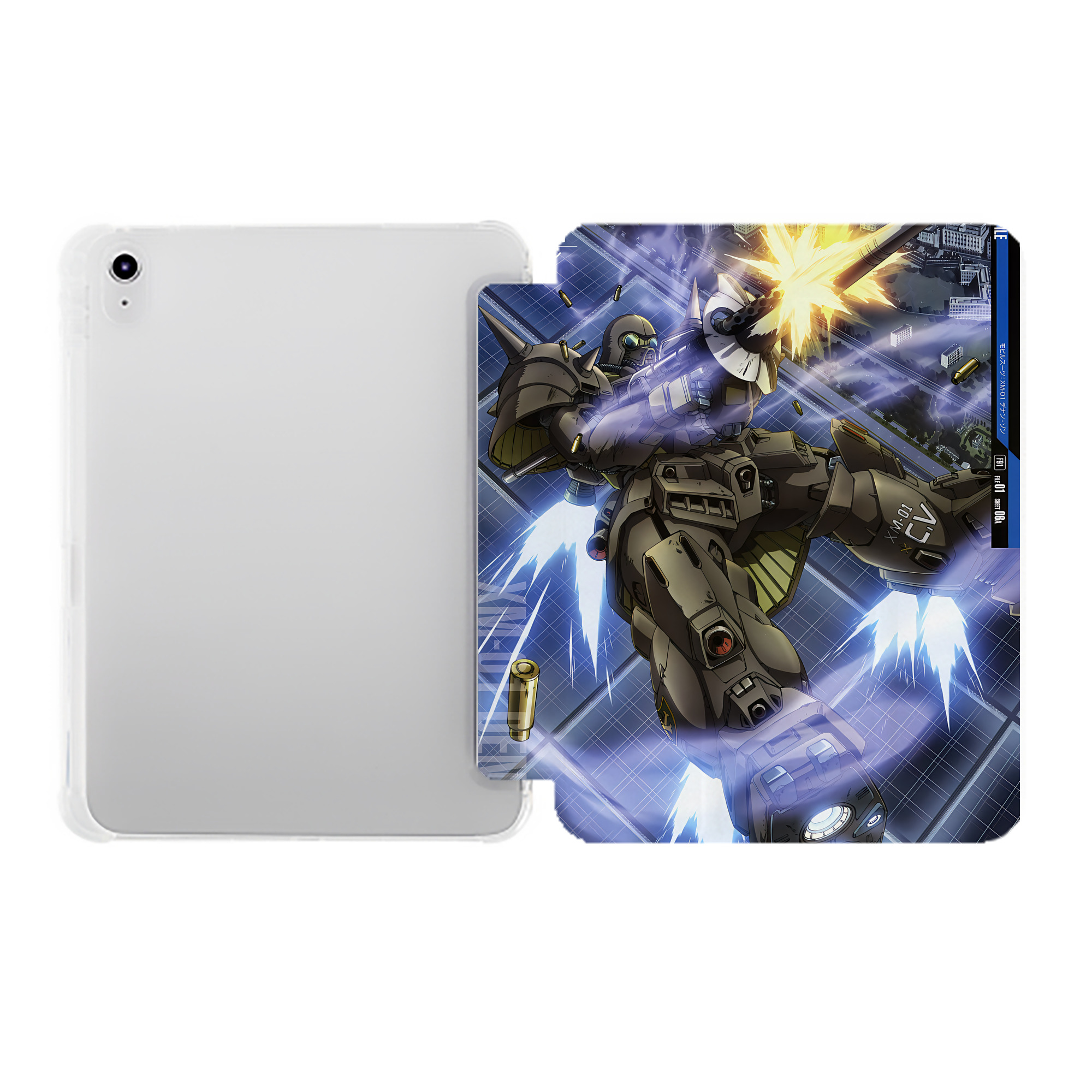（画像用） 機動戦士ガンダム Mobile Suit Gundam IPad ケース ペン収納付き 三つ折りスタンド PUレザー×シリコン 対応機種9.5/10.5/10.9インチ
